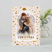 Modern Terrazzo Folie-kerstkaart Folie Feestdagenkaart (Staand Voorkant)