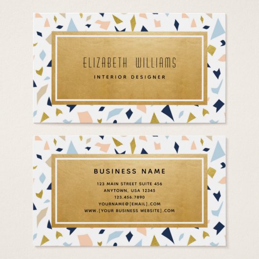 Modern Terrazzo Interior Designer Visitekaartjes (Voorkant /achterkant)