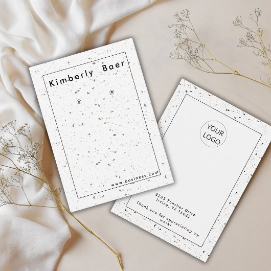 Modern Terrazzo Logo Earring Display Visitekaartje