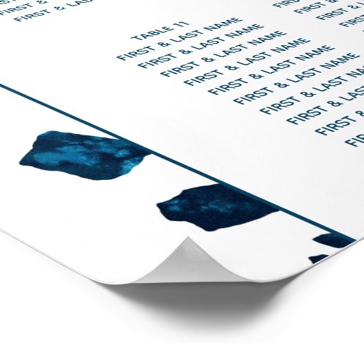 Modern Terrazzo Mosaic Blue Wedding Seating Chart Poster (Hoek)