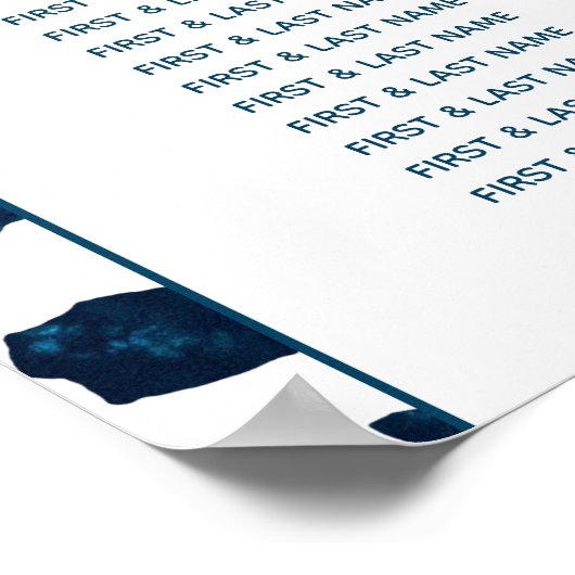 Modern Terrazzo Mosaic Blue Wedding Seating Chart Poster (Hoek)