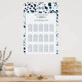 Modern Terrazzo Mosaic Blue Wedding Seating Chart Poster (Keuken)