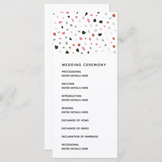 Modern Terrazzo Patroon Huwelijksceremonie Program Programmakaart (Voorkant / Achterkant)