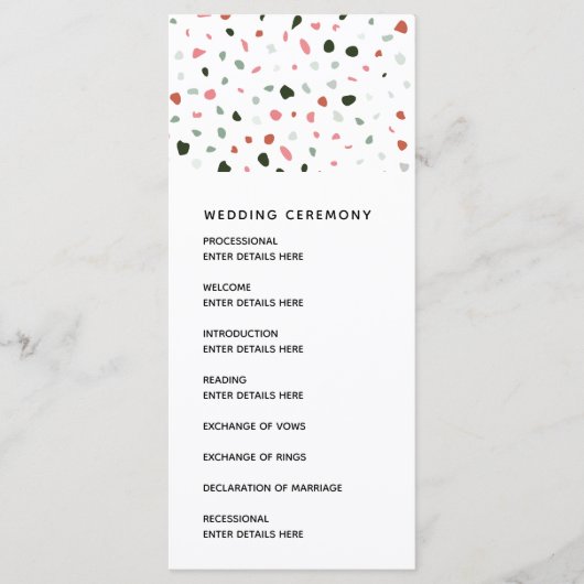 Modern Terrazzo Patroon Huwelijksceremonie Program Programmakaart (Voorkant)