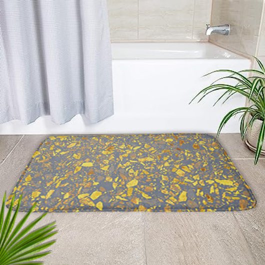 Modern Terrazzo Patroon in Goud Badmat