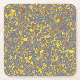Modern Terrazzo Patroon in Goud Kartonnen Onderzetters