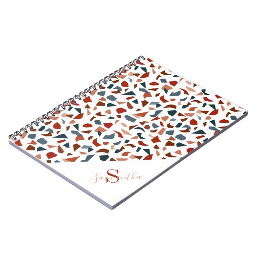 Modern terrazzo patroon monogram notitieboek (Linkerzijde)