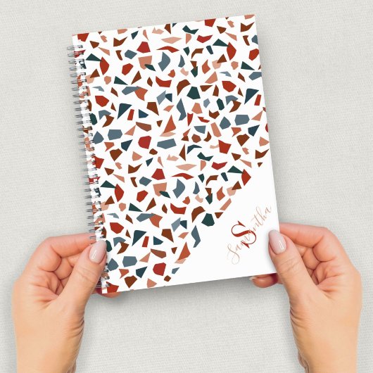 Modern terrazzo patroon monogram notitieboek