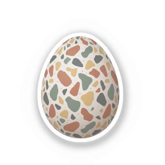 Modern Terrazzo Pattern Easter Egg Abstract  Sticker (Voorkant)