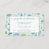 Modern Terrazzo Pattern Script Aqua Blue Green Visitekaartje (Achterkant)