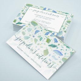 Modern Terrazzo Pattern Script Aqua Blue Green Visitekaartje