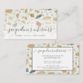 Modern Terrazzo Pattern Script Tan Rust Grey Retro Visitekaartje (Voorkant / Achterkant)