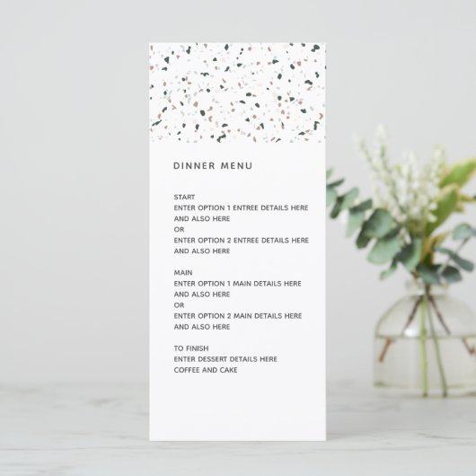 Modern Terrazzo Pattern Wedding Menu (Staand voorkant)