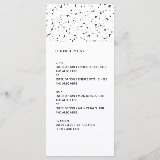 Modern Terrazzo Pattern Wedding Menu (Voorkant)