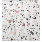 Modern Terrazzo Tegel Design wit beige bruin Douchegordijn (Voorkant)