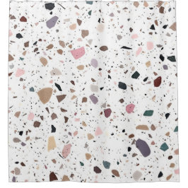 Modern Terrazzo Tegel Design wit beige bruin Douchegordijn