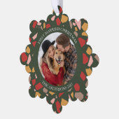 Modern Terrazzo voor het eerst getrouwd met kerst Ornament Kaart (Links)