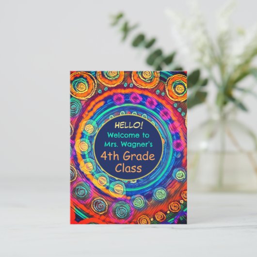 Modern Terug naar School Leraar Naam Klasse Kleurr Briefkaart (Staand voorkant)