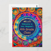 Modern Terug naar School Leraar Naam Klasse Kleurr Briefkaart (Voorkant / Achterkant)