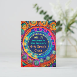 Modern Terug naar School Leraar Naam Klasse Kleurr Briefkaart
