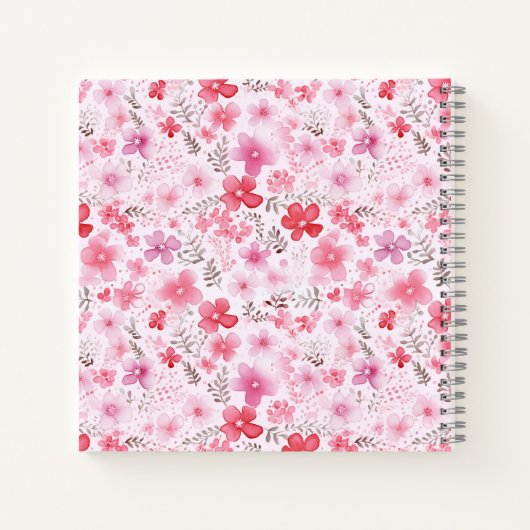 Modern Terug naar school roze waterverf bloemenmei Notitieboek (Achterkant)