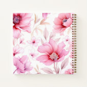 Modern terug naar school roze waterverf bloemig notitieboek (Achterkant)