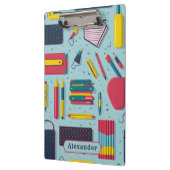 Modern Terug naar School Supplies Patroon Naam Klembord (Links)