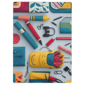 Modern Terug naar School Supplies Patroon Naam Klembord (Achterkant)