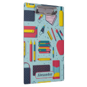 Modern Terug naar School Supplies Patroon Naam Klembord (Rechts)