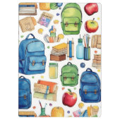 Modern Terug naar School Supplies Patroon Naam Klembord (Achterkant)