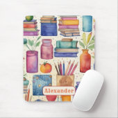 Modern Terug naar School Supplies Patroon Naam Muismat (Met muis)