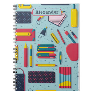 Modern Terug naar School Supplies Patroon Naam Notitieboek
