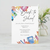Modern terug naar school viering uitnodiging (Staand voorkant)