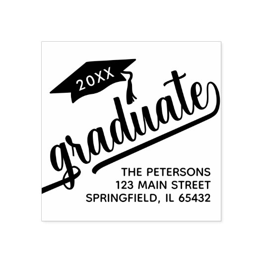 Modern teruggaveadres voor Afstuderen script Rubberstempel (Afrduk)