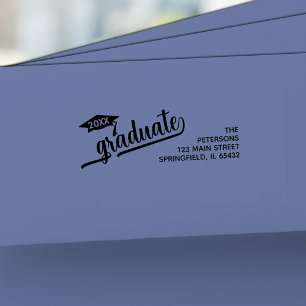Modern teruggaveadres voor Afstuderen script Rubberstempel