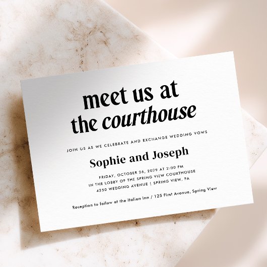 Modern Text | Courthouse Wedding Elopement Kaart