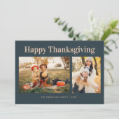 Modern Text Fall Happy Thanksgiving Photo  Feestdagenkaart (Staand voorkant)