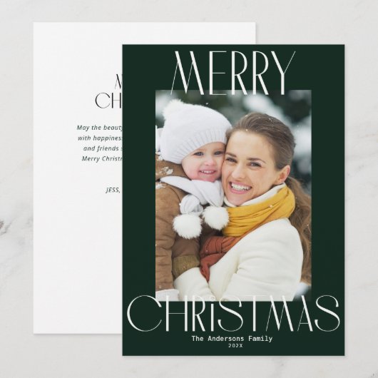 modern text merry christmas card feestdagenkaart (Voorkant / Achterkant)