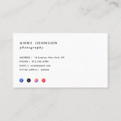 Modern Text Photographer Visitekaartje (Achterkant)