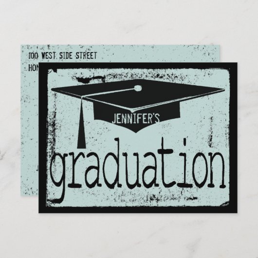 Modern Texture Graduation Party Uitnodiging Briefkaart (Voorkant / Achterkant)