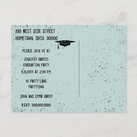 Modern Texture Graduation Party Uitnodiging Briefkaart (Achterkant)