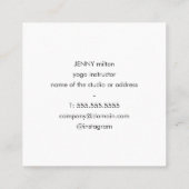 Modern Texture Pastel White Yoga Instructor Vierkante Visitekaartje (Achterkant)