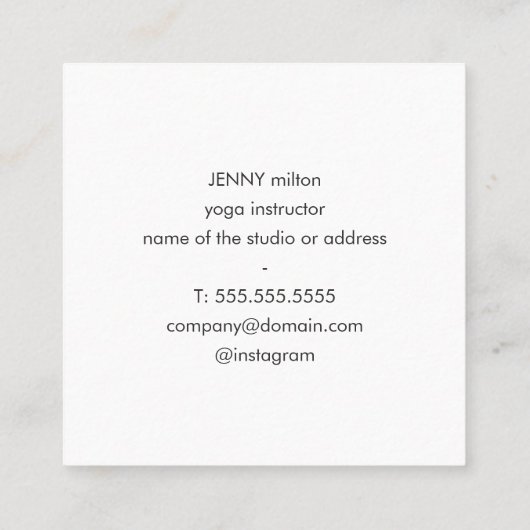 Modern Texture Pastel White Yoga Instructor Vierkante Visitekaartje (Achterkant)