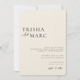 Modern Textured Cream Wedding Invitation Kaart