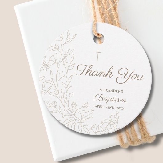 Modern Thank You Cross Floral Christian Baptism Bedankjes Labels