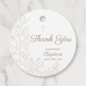 Modern Thank You Cross Floral Christian Baptism Bedankjes Labels (Voorkant)
