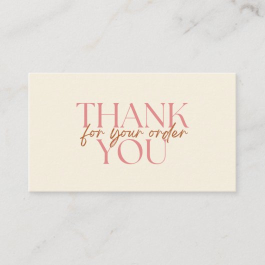 Modern Thank You For Your Order Small Business Visitekaartje (Voorkant)