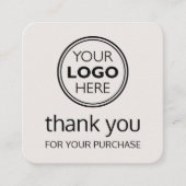 Modern Thank You Logo Small Business Off-White Vierkante Visitekaartje (Voorkant)