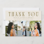 Modern Thank You Multi Photo Cream Graduation Aankondiging (Voorkant)