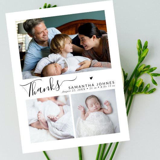Modern Thank You Script 3 Fotogeboorteaankondiging Briefkaart